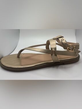 Journee Collection Metallic Gold T-Strap Flat Sandal